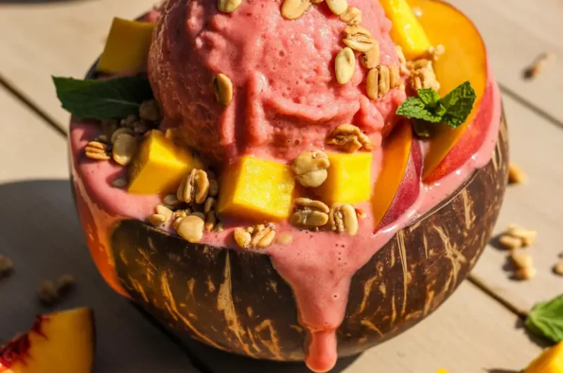 Brighten Your Day with This Peach Mango Sunrise Smoothie Bowl 🍑🥭