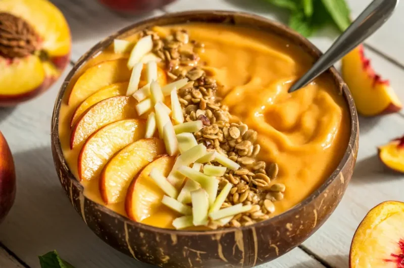 Ginger Peach Digestive Smoothie Bowl